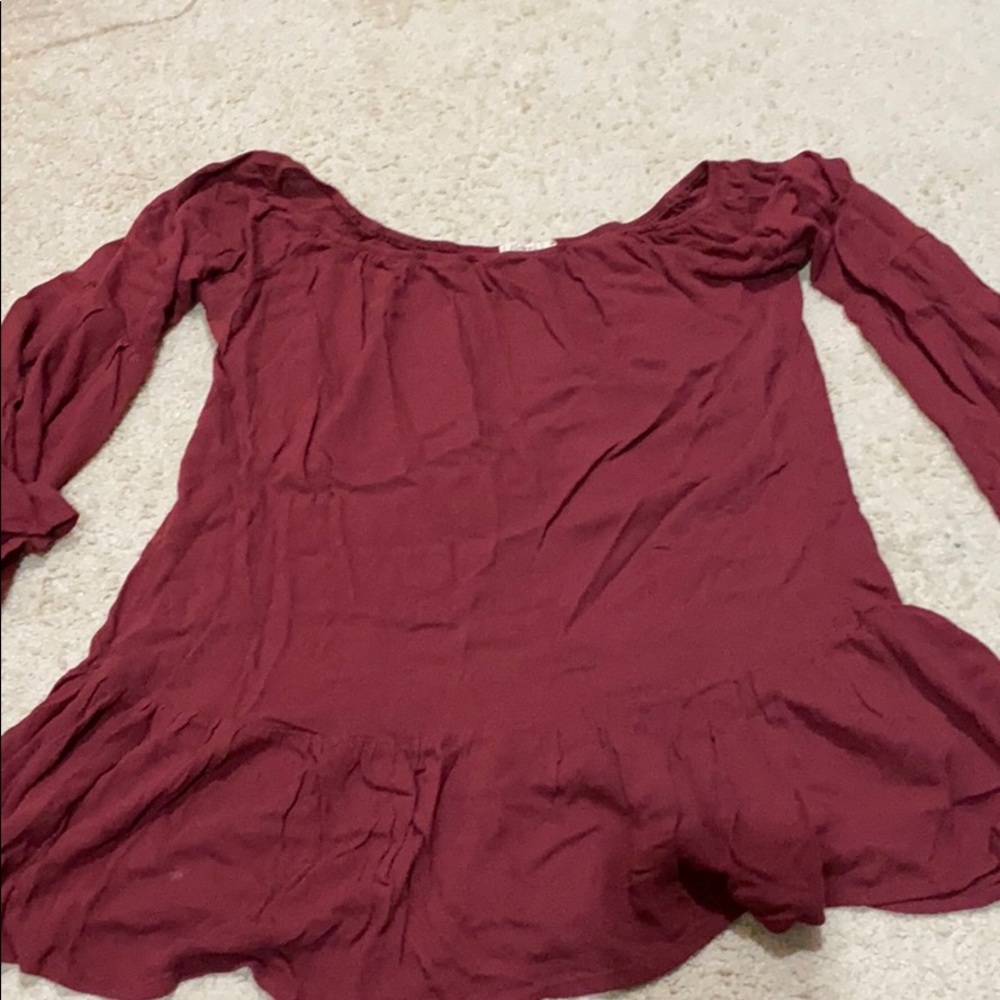 Red off the shoulder flowy top
